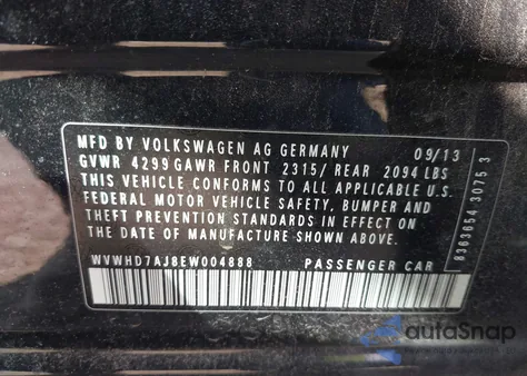 2014 Volkswagen Gti Wolfsburg Edition from USA, damaged, VIN WVWHD7AJ8EW004888